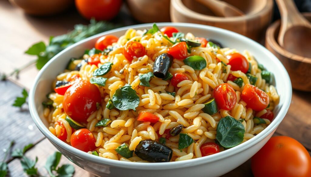 orzo dump and bake vegetarian recipe