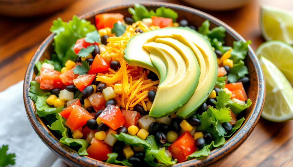 Taco salad with avocado